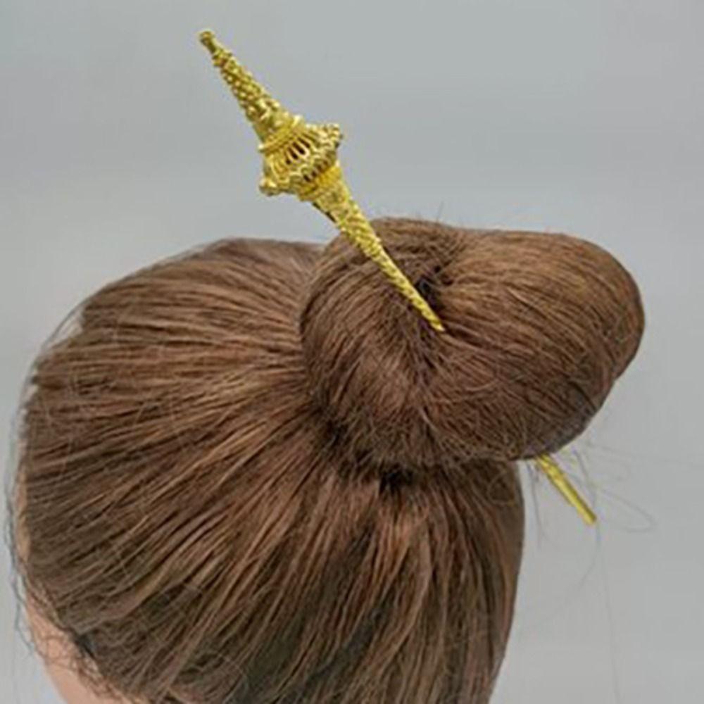 

Ancient Thai Stick Hairstick Exquisite Ethnic Hairpin Dai Style Hairstick Hair Styling Accessory серебряный