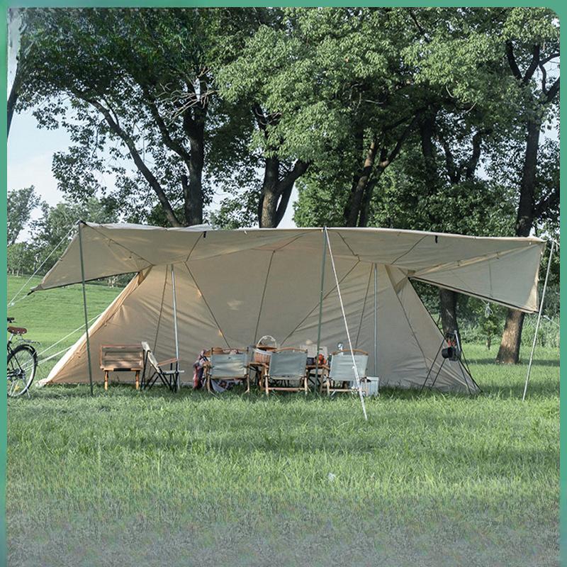 

Двойная башня A Super Large Technology Палатки из хлопчатобумажной ткани Укрытие для кемпинга на открытом воздухе Защита от дождя и солнца Навес для кемпинга