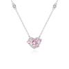 Korean Pink Crystal Heart Pendant Necklace for Woman Minimalist Jewelry Girl's Neck Chain 2025 New Light Luxury Party Gifts
