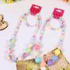 Candy Color Beads Necklace Bracelet Set Kids Jewelry Set Party Jewelry Plastic Texture Birthday Perfect for Kids Present