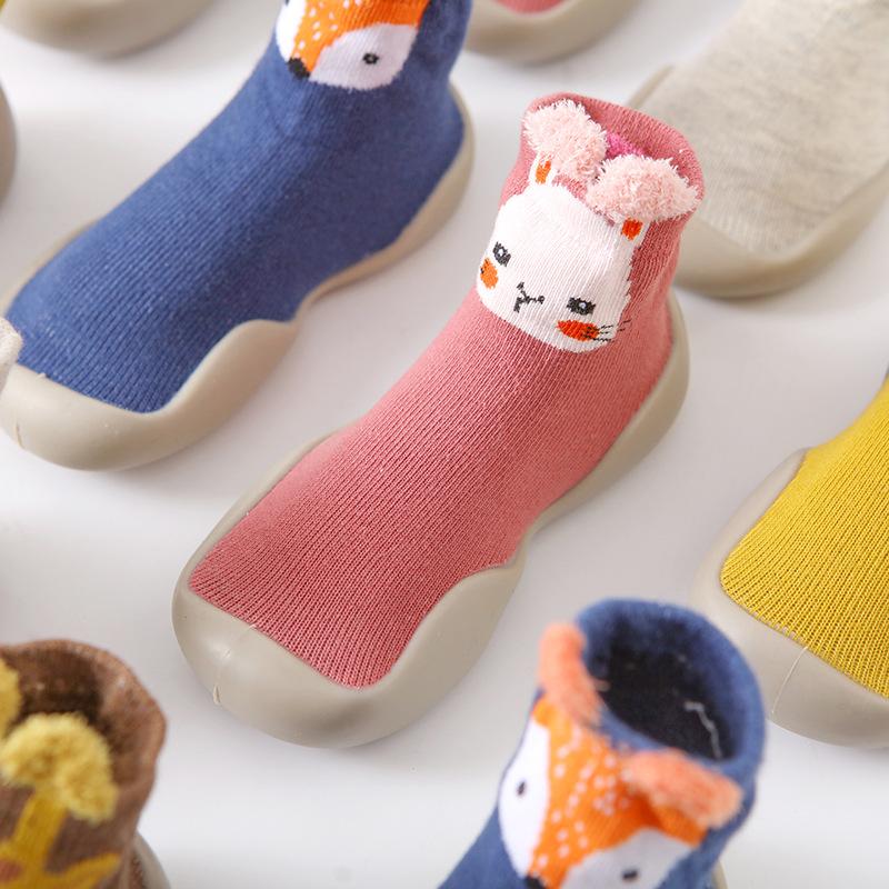 XIANGHUI Children's Shoes Socks Spring Cartoon All Cotton Baby Non-slip Floor Socks Soft Rubber Sole Baby Walking Shoes Socks