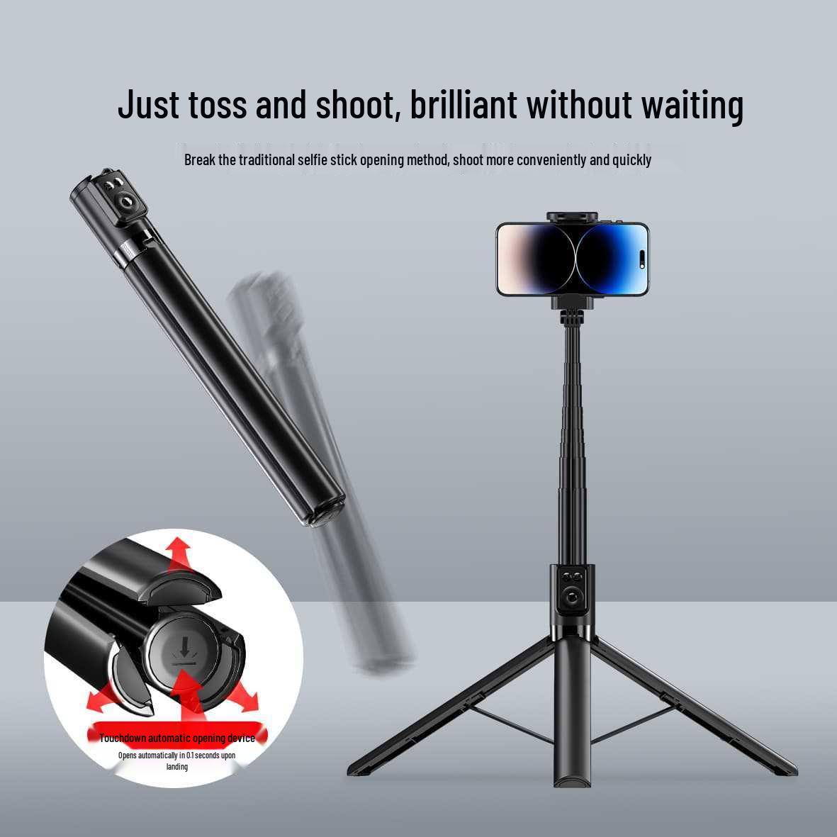 

2026 Throw-and-Go Selfie Tripod: One-Throw Open, Portable Live Streaming Bracket, Travel Selfie Essential