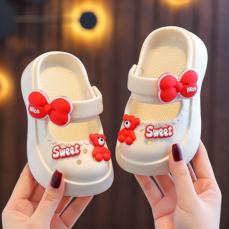 

EVA Princess sandals new style bear design stylish girls baby indoor non-slip bohemian hole sandals 160Code【24-25】Inner L