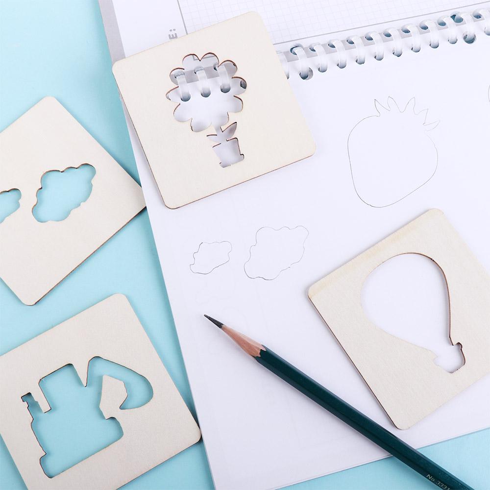 Board Drawing Board Toys Wooden Stencil Outer Board Wooden Painting Stencils Learning Educational Toys DIY Painting Template