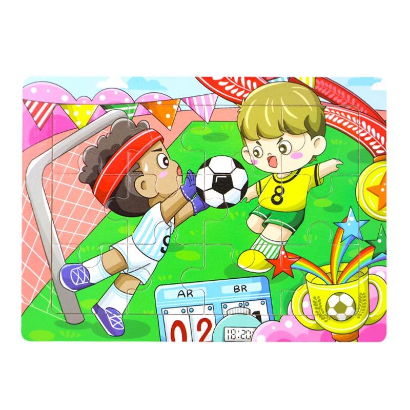 12 Wooden Puzzles, Educational Toys for Children, Early Education Cartoons, Animals, Traffic Cognition, Flat Wooden Puzzles