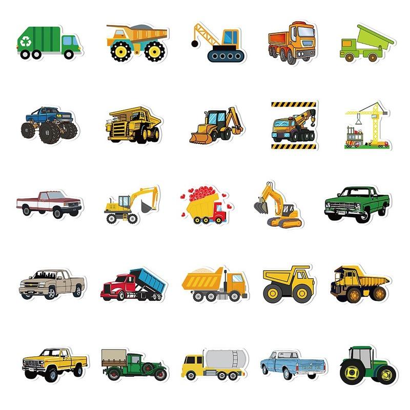 10/25/50pcs Cartoon Truck Transports Stickers for Bedroom Teachers Decals Scrapbook Stationery Laptop Fridge Suitcase Phone