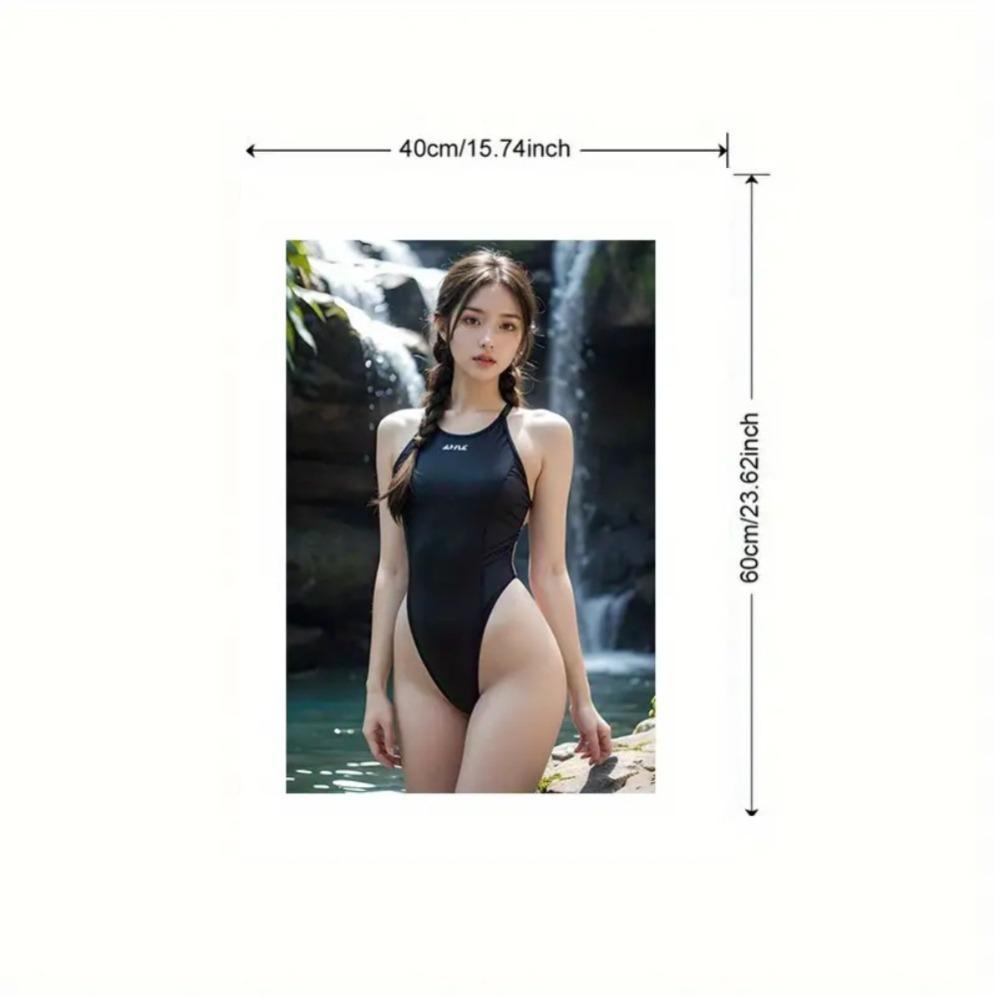 Elegant Lady Wall Art Print - Modern Waterfall Nature Scene Metal Decor, Vibrant Color Indoor Outdoor Decor for Home Bedroom Gym