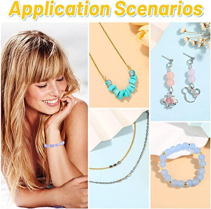 European & American Bead DIY Set: Multicolor Earrings, Necklace, Bracelet Kit with Crimp Tubes & Pliers