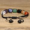 7 Chakra Square Bead Bracelet – Adjustable Boho Healing Jewelry, Balance Protection Gift for Men Women