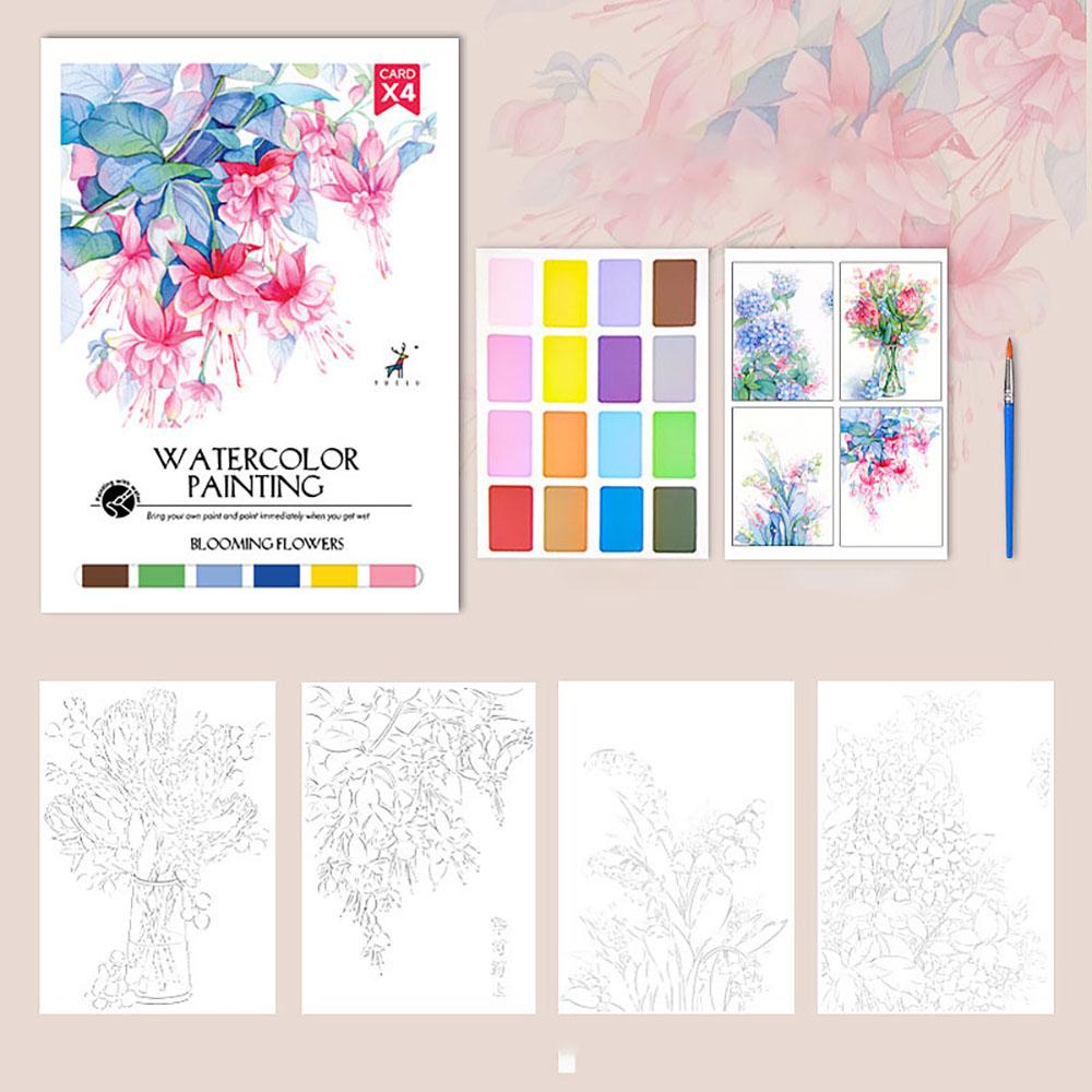 Watercolor Coloring Notebook, Drawing Paper, Coloring Drawing Notebook, DIY Decompression Drawing Notebook