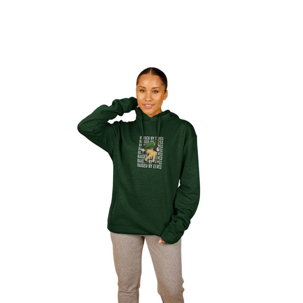 Elf Unisex Adult Raised By Elves Graphic Hoodie