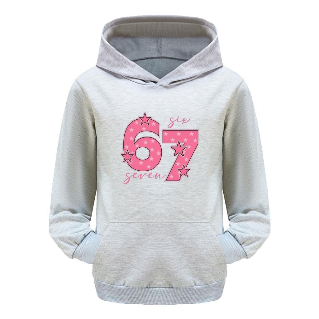 5291 Kids Boys Girls Steal a Brainrot 67 Printed Multi-color Long Sleeves Hoodies