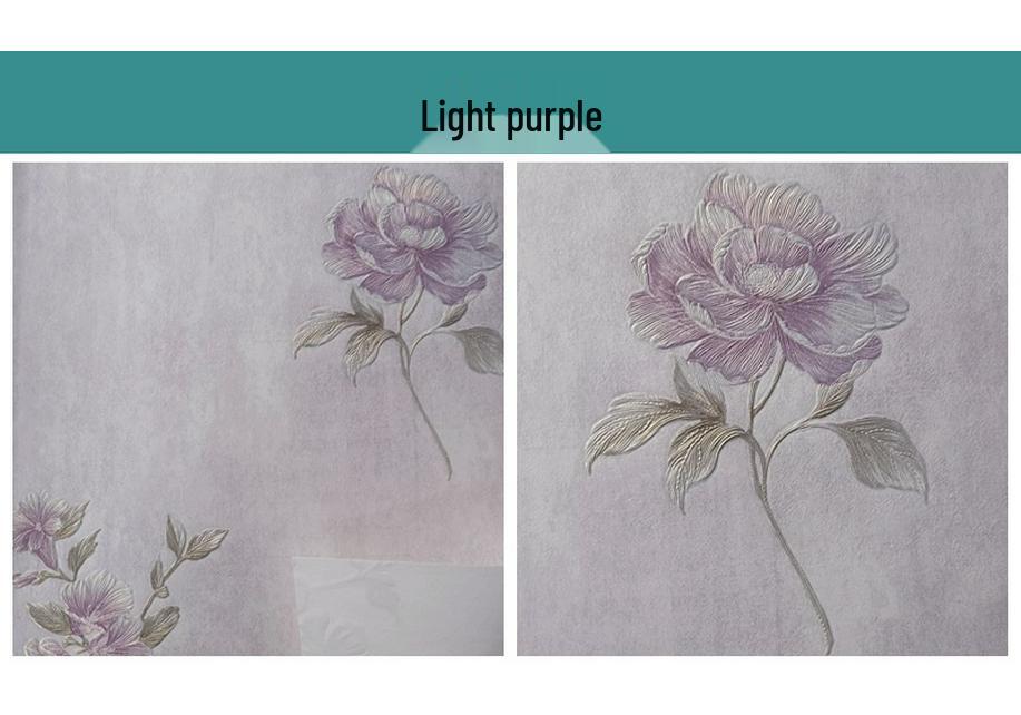 Light Purple 3D Floral Embossed Wallpaper for Bedroom, Living Room, Hotel, or Beauty Salon