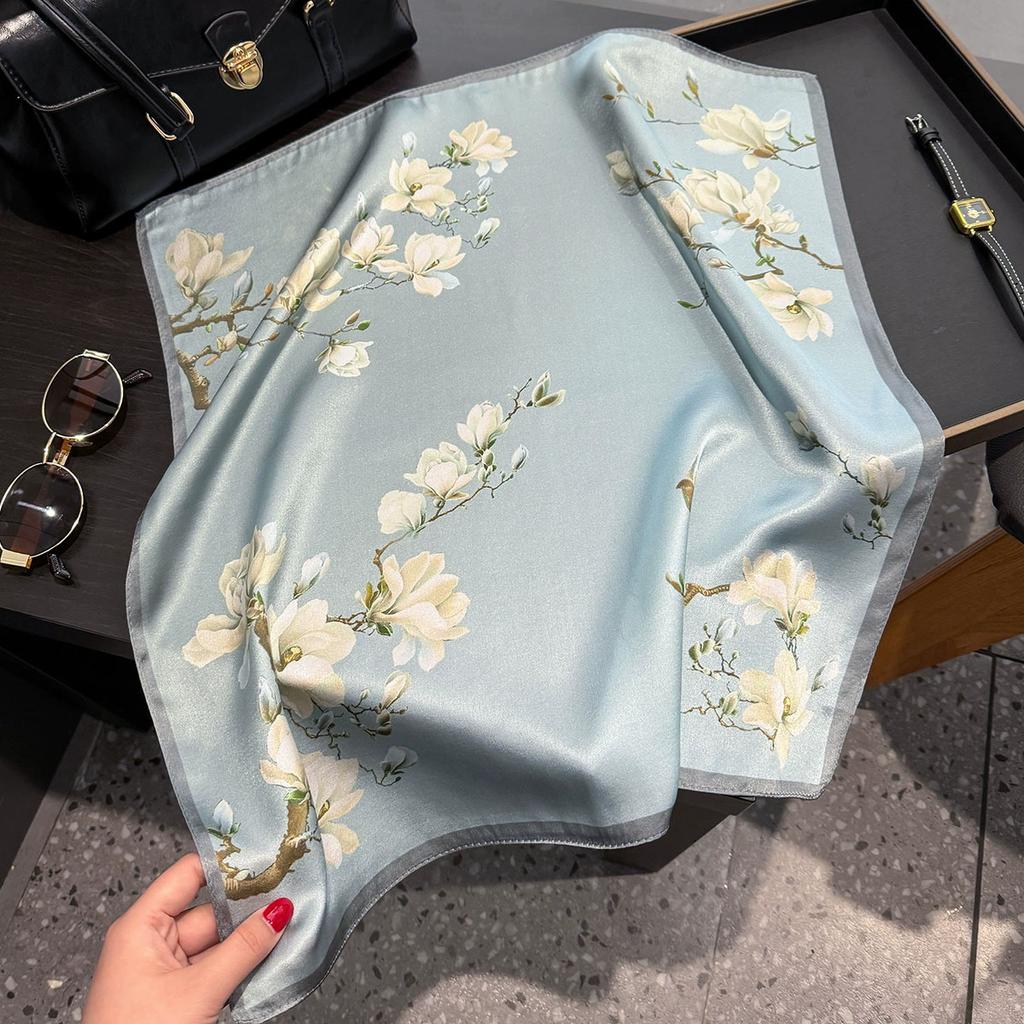 New 100% Natural Real Silk Scarf Women Bandana Square Scarves Wrap Kerchief Mulberry Fashion Luxury High Quality Hijab Sjaal