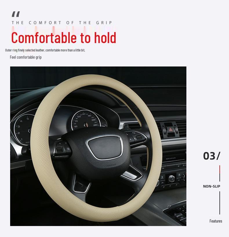 Breathable Leather Car Steering Wheel Protector Cover