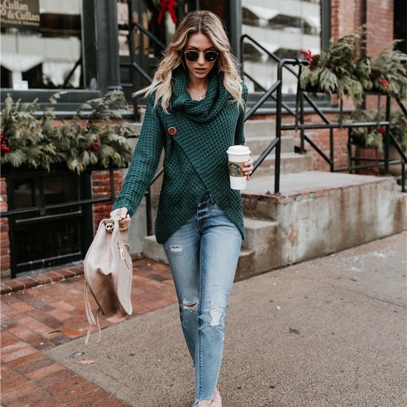 2026 Autumn-Winter Women's Long Sleeve Irregular Knit Sweater - European & American Trend