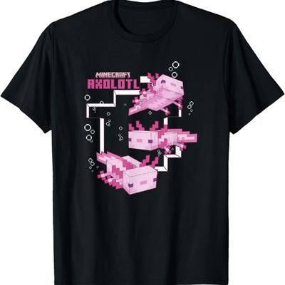 Tričko Minecraft Ružový Axolotl Rybník