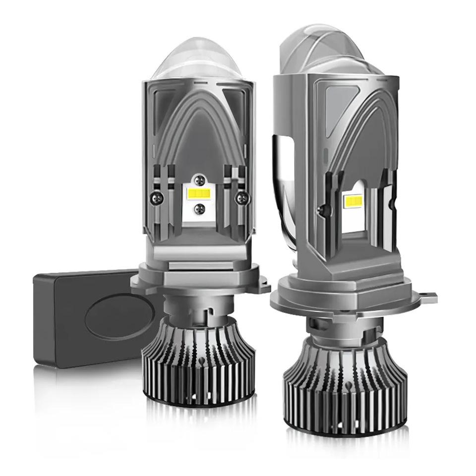 M01K H4 LED Motorcycle Headlight: Three Light Sources, Near & Far Integrated, High-Power Focus Lens.