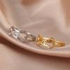 Cat Paw Print Rings For Women Silver Gold Color Stainless Steel Hollow Cute Lovely Fashion Female Jewelry Accessories New