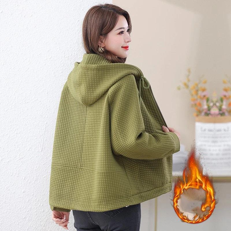 Coat for Women Casual Thickened Cardigan Double Layer Padded Windbreaker Hooded Women Jacket