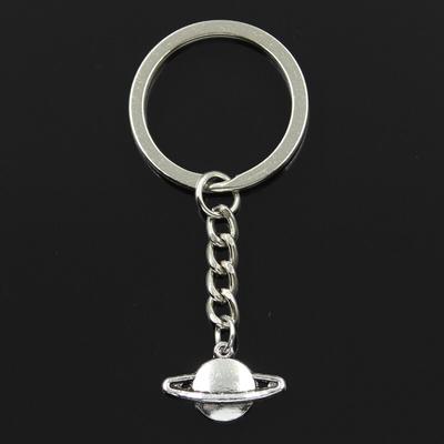 Fashion 30mm Key Ring Metal Key Chain Keychain Jewelry Antique   Plated Saturn Planet Spark 20x13mm Pendant