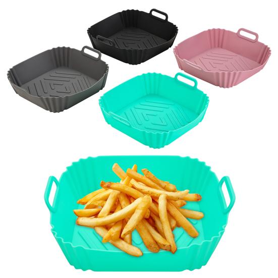 Silikonové vložky do horkovzdušné fritézy Čtvercový pekáč Opakovaně použitelný koš do horkovzdušné fritézy Kuchyňský vařící gadget pro horkovzdušnou fritézu