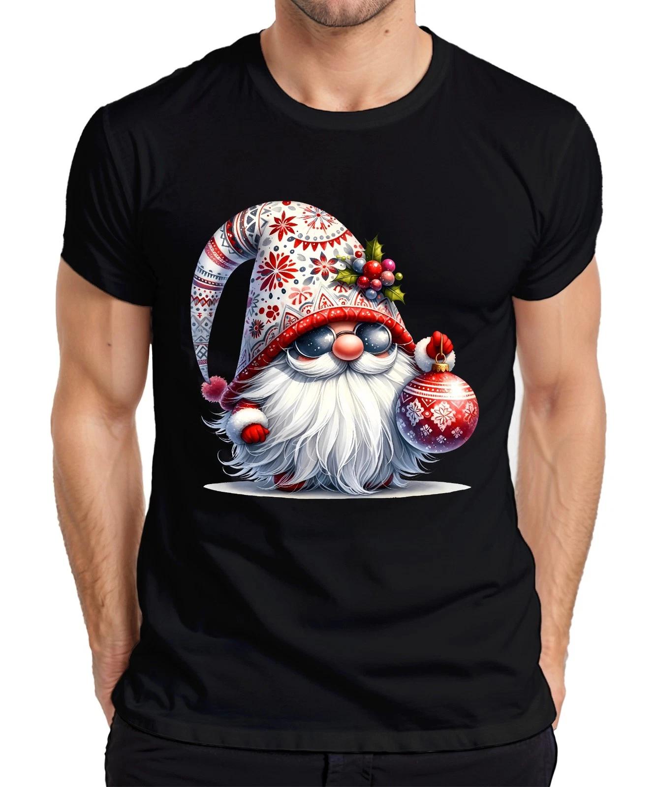 Niedlicher Weihnachtsmann mit Ornament Weihnachtsdekoration Gnome Herren T-Shirt S