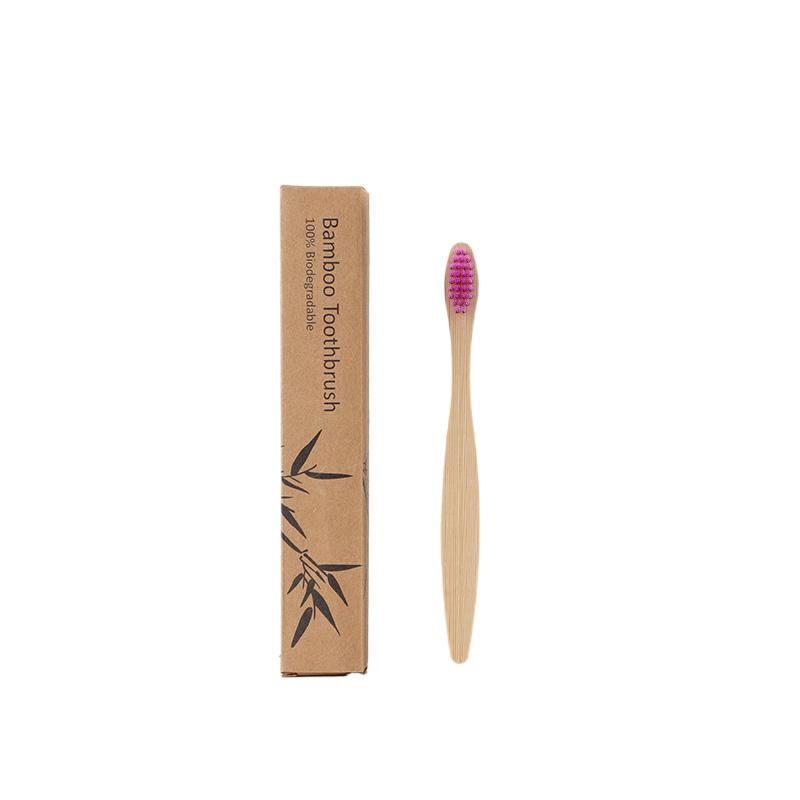 Ready Stock Custom Logo Packaging Kids Soft Natural BPA Free Biodegradable Kraft Box Bamboo Toothbrush