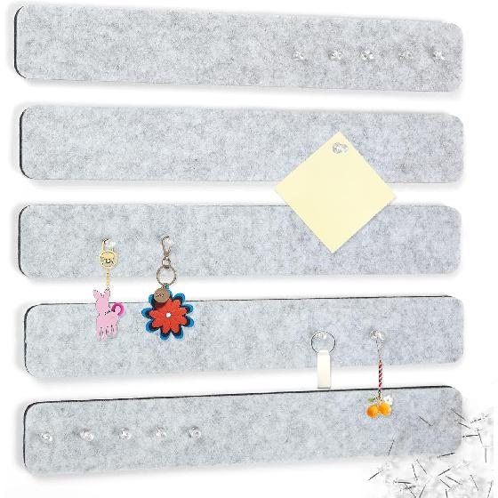 Felt Pin Board Bar Strips Bulletin Board for Bedrooms Offices Home Wall Decoration, Notice Board Self Adhesive Cork Board with 35 Push P for Paste