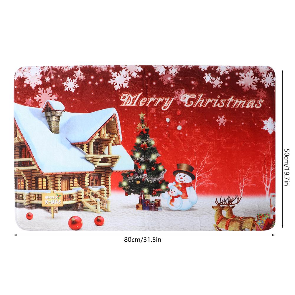 50x80cm Christmas Themed Pattern Soft Nonslip Living Room Floor Mat Carpet Home Decor