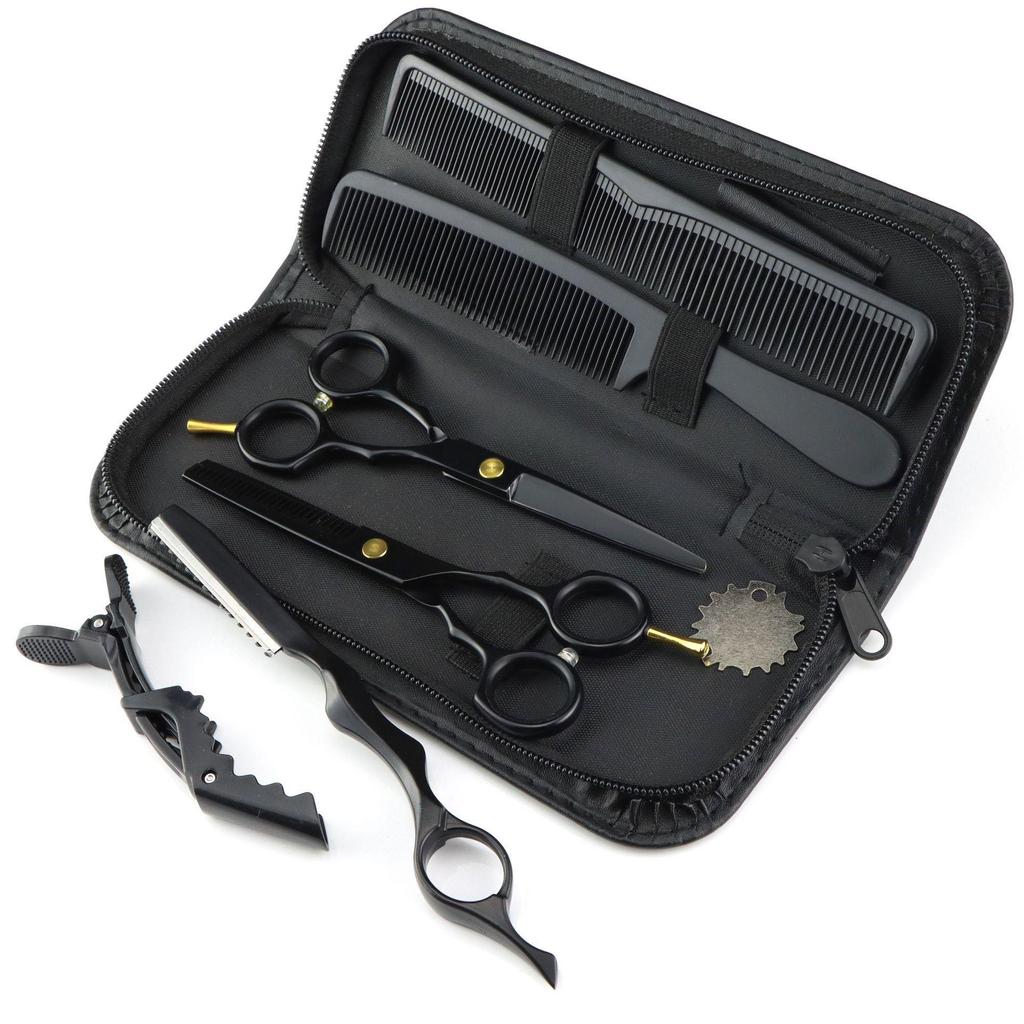 5.5-Inch Black Hairdressing Scissors & Thinning Shears Set