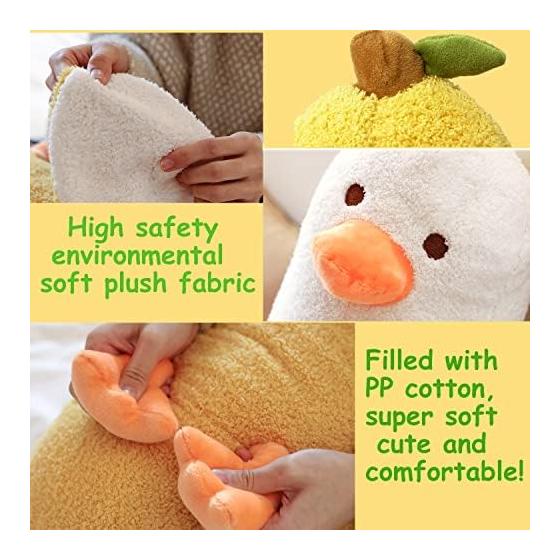 Plush Banana Hug Pillow Cute Animal Banana Duck Soft Cuddly Pillow Funny Long Pillow Comfortable Mother's Day Gift Christmas (35CM, Yellow)