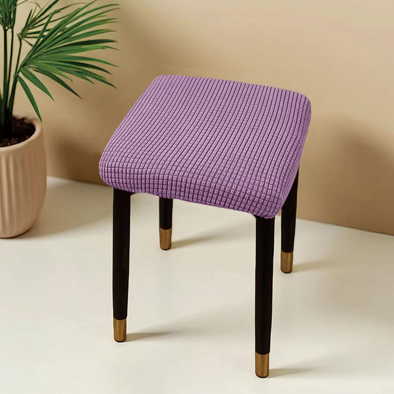 Jacquard Square Stool Covers Elastic Dust-proof and Anti-slip Stretch Chair Cover Solid Color Geometric Pattern Seat Cover