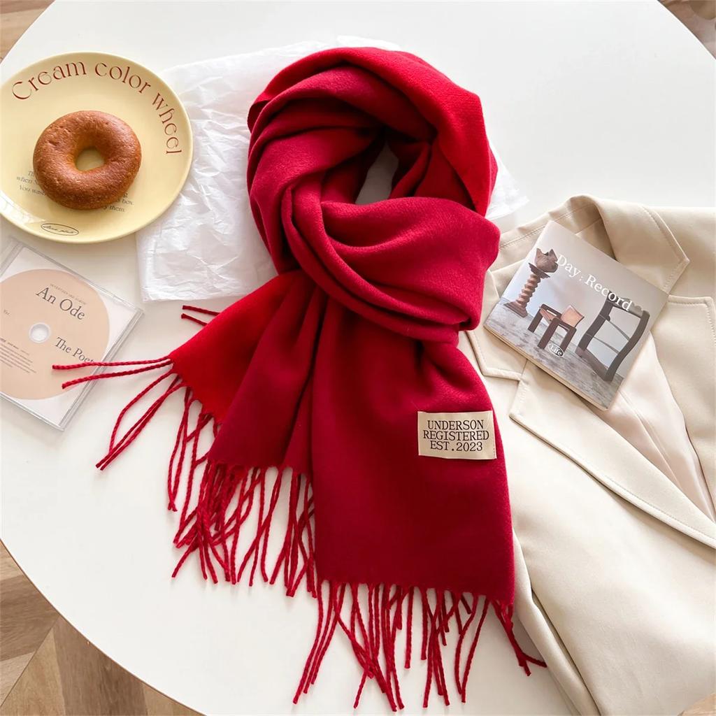 Solid Winter Scarf Women Cashmere Warm Pashmina Female Scarves Long Blanket Thick Soft Tassel Shawls Wraps Echarpe Stoles