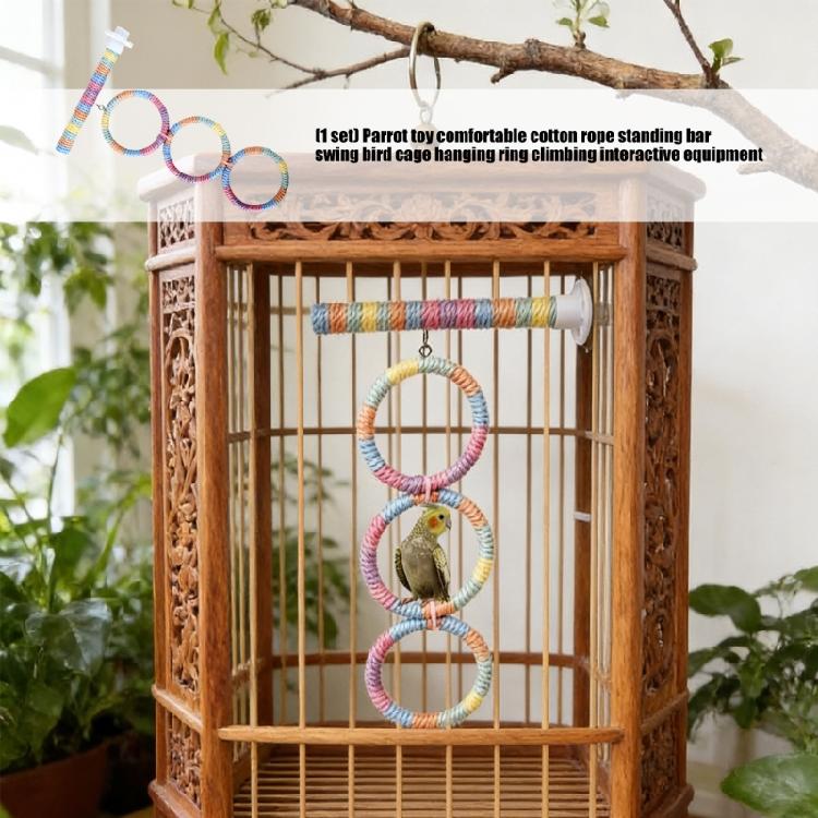 Bird Parrots Toy Chewable Hanging Cage Climbing Ladder with Natural Wood Parrots Suspension Bridge Swing Toy Supply