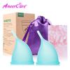 Menstruationstassen Set mit faltbarer Silikon-Sterilisationsbecher - Alternative zu Tampons und Binden - Weiche wiederverwendbare Periodentasse für Frauen