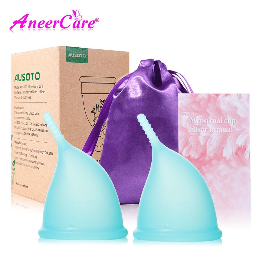 Menstruationstassen Set mit faltbarer Silikon-Sterilisationsbecher - Alternative zu Tampons und Binden - Weiche wiederverwendbare Periodentasse für Frauen