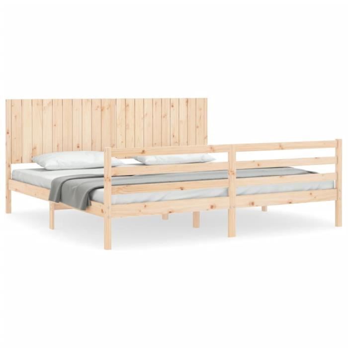 VidaXL Cadre de lit avec tête de lit 200x200 cm bois massif 3194786