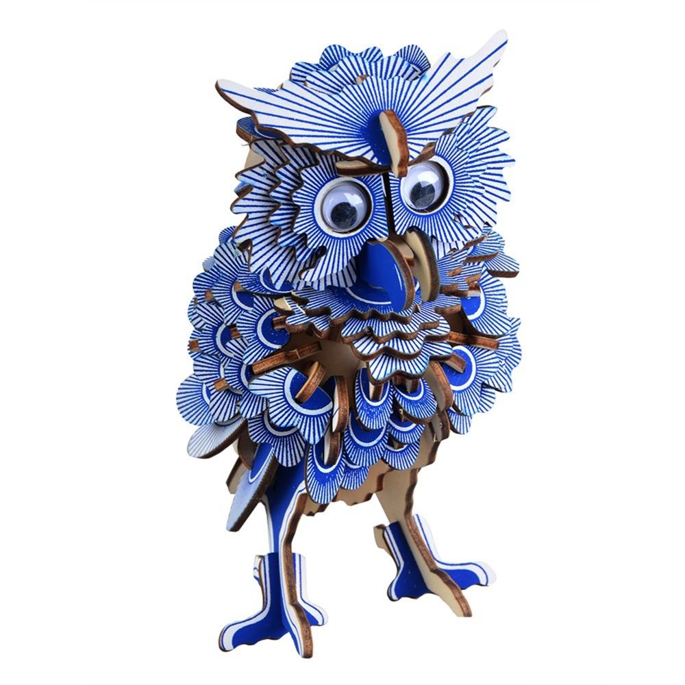 Jigsaw Puzzle Wooden Owl Puzzle Assembly Required Wooden Craft Toy 3D Puzzle Toy STEM Learning