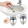 Universal Rebound Drain Plug Filter Basin Pop-up Chrome Sink Filter with Hair Catcher Bathroom Sink Drain Stopper Easy Push Type