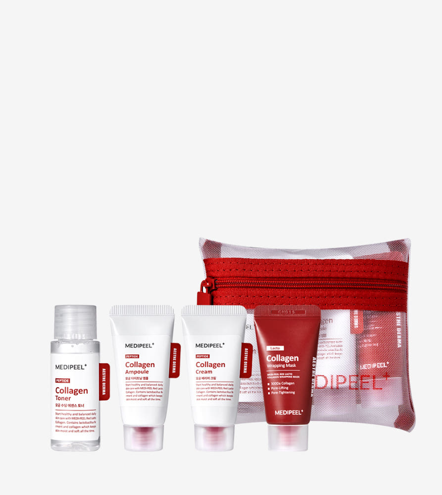 Medi-Peel Red Lacto Collagen Trial Kit – Mini Skincare Set – Anti-Aging & Hydraterend – Met Collageen, Peptiden & Probiotica – Koreaanse Gezichtsverzorging (4-delig)