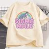 Sigma Male Lone Wolf T Shirt Funny Weird Rainbow Wolf Graphic Tee Unisex Women Casual Trendy Loose Tshirt Women Clothing Tops