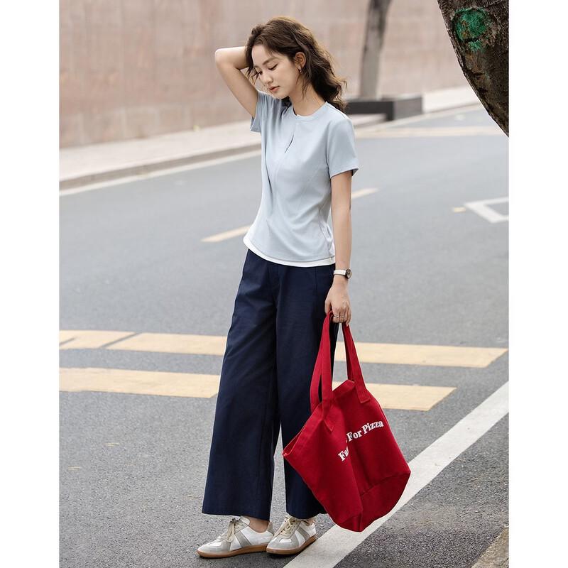 Women's Spliced Slim Fit Half-Open Collar T-shirt