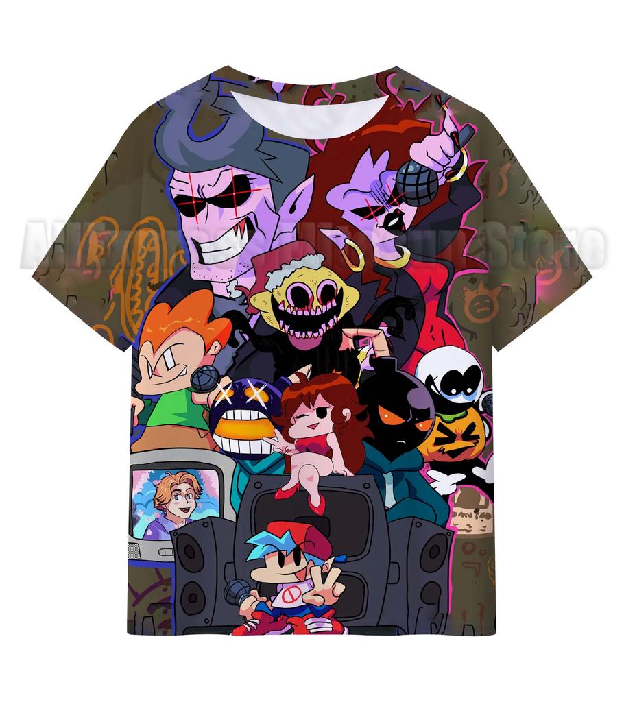 Friday Night Funkin 3D T Shirts Kids Children Game T-shirts Boys Girls Cartoon Anime Tshirts Summer Toddler Tee Streetwear