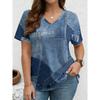 Fashion Women's V-Neck Short Sleeve 3D Casual Color Printing Casual Short Sleeve V-Neck T-Shirt
