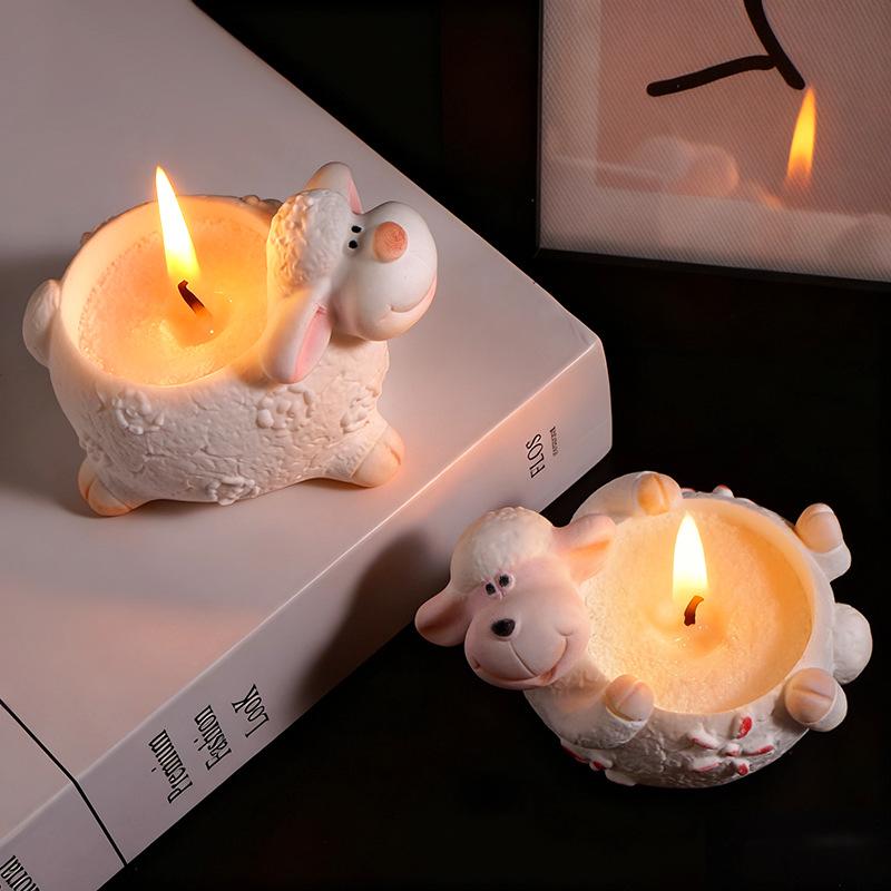 Sheep Flower Pot Candle Silicone Mold Diy Sheep Gypsum Resin Aromatherapy Candlestick Decor Handmade Cute Animal Creative Crafts