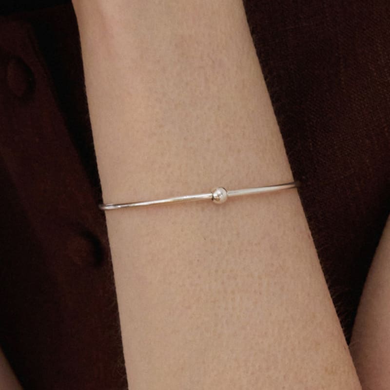 PAIGEFLYNN JEWELRY [925 Silver] Plain Ball Bangle Bracelet