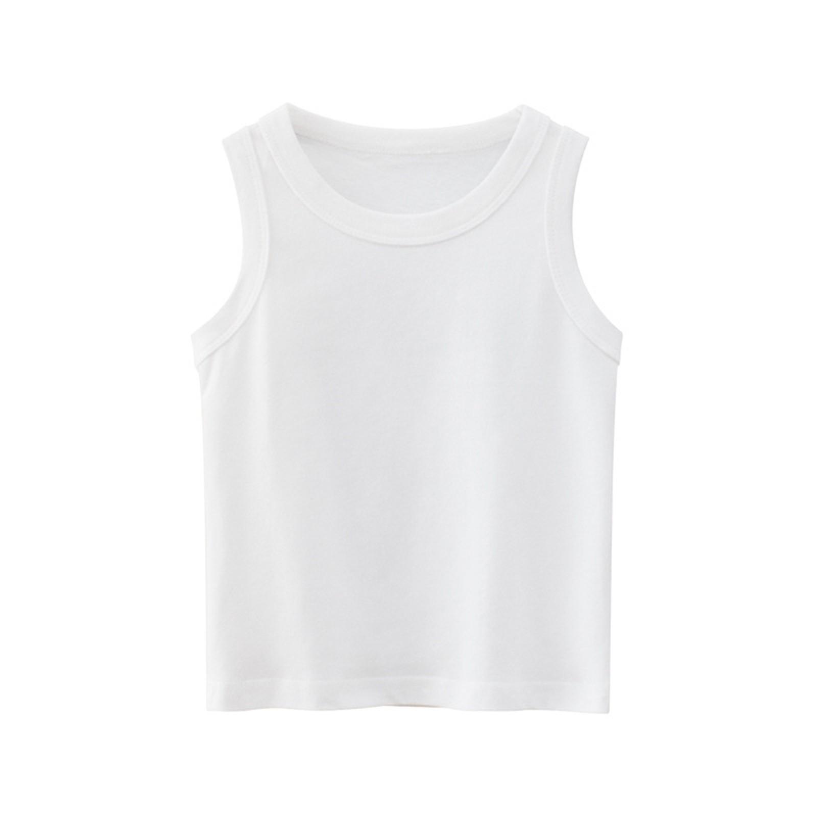 

Майка для девочек - мягкая хлопковая спортивная майка без рукавов с круглым вырезом для детей 2T-10 лет 140 белый