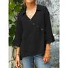 Women's Casual Button V-neck Shirt Top