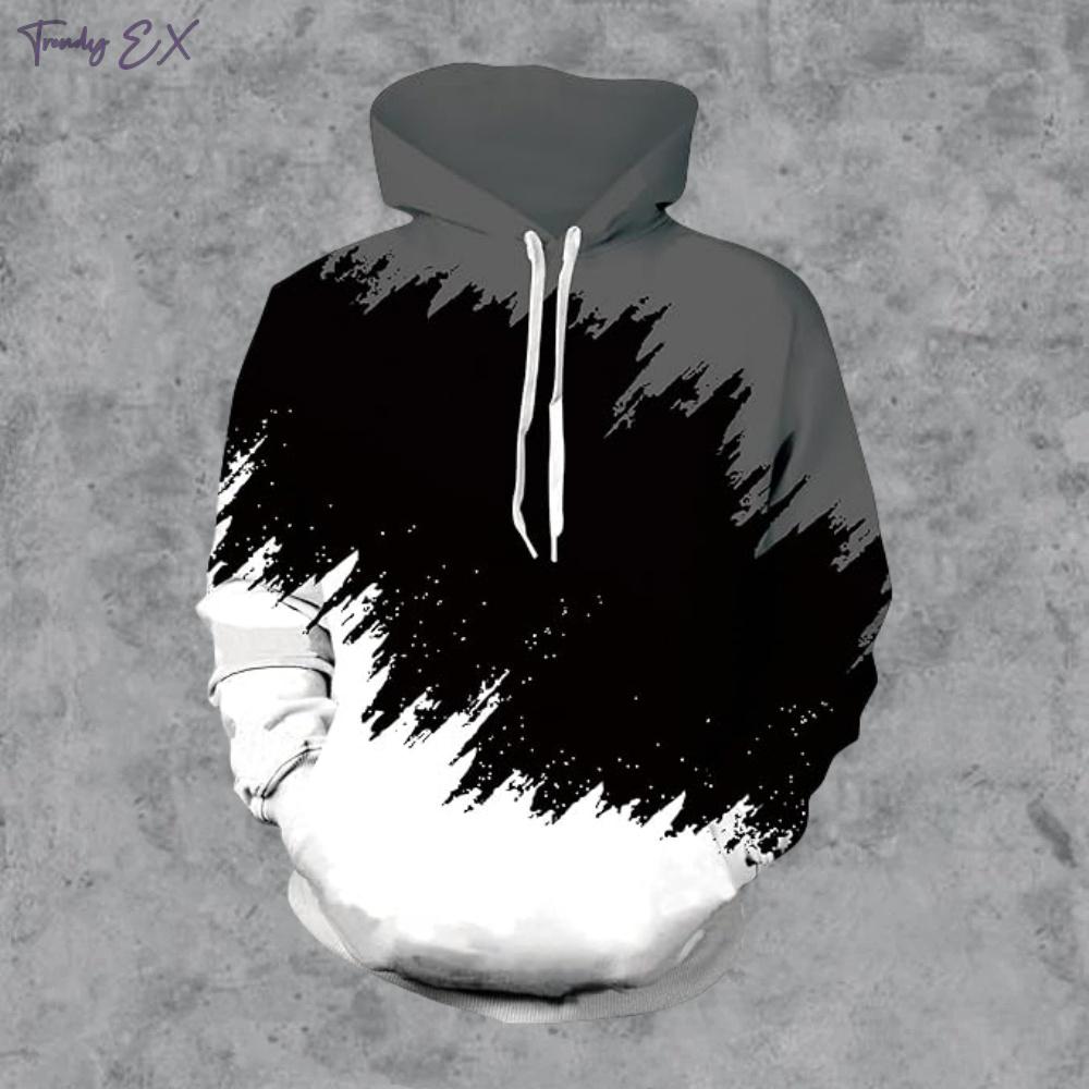 New Hot Men's Hoodies Fashion Color Blocking Print Casual Sports Graphic Hoodie Tops Harajuku Kangaroo Pocket Man Sweatshirts